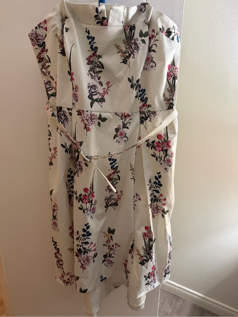 City Chic Cream Strapless Floral Dress